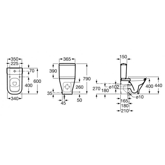 Medidas inodoro roca gap square  compacto