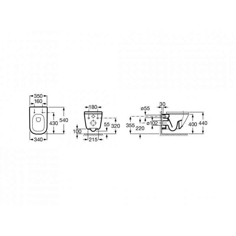 Medidas inodoro roca gap square suspendido